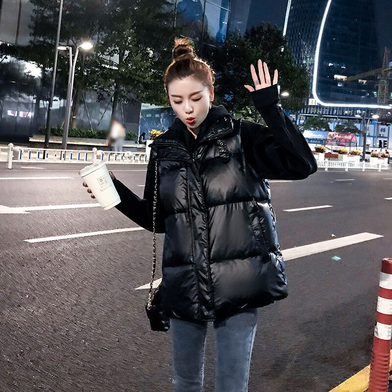 Naiset talvi lämmin tikattu liivi naisten mandariiniteline kaulus paksu liivi naisten puuvillapehmustettu hihaton takki  t94