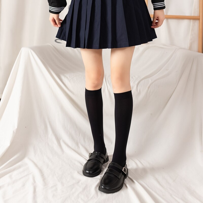 Calze a righe Lolita nere calze lunghe alte sopra le calze al ginocchio calze alte al ginocchio per ragazze calze bianche panyquelli neri: Black 2