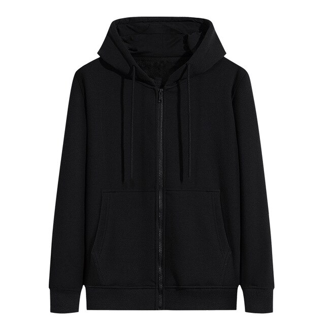 plus size autumn men fleece Hoodies Sweatshirts hooded zipper 6XL 7XL 8XL winter simple warm black 54 52 home sports Sweatshirts: Black / 8XL