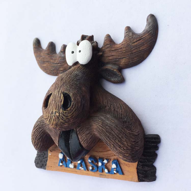 USA Alaska 3D Cartoon Bear &amp; Milu deer Fridge Magnets Tourism Souvenir Refrigerator Magnetic Sticker Collection