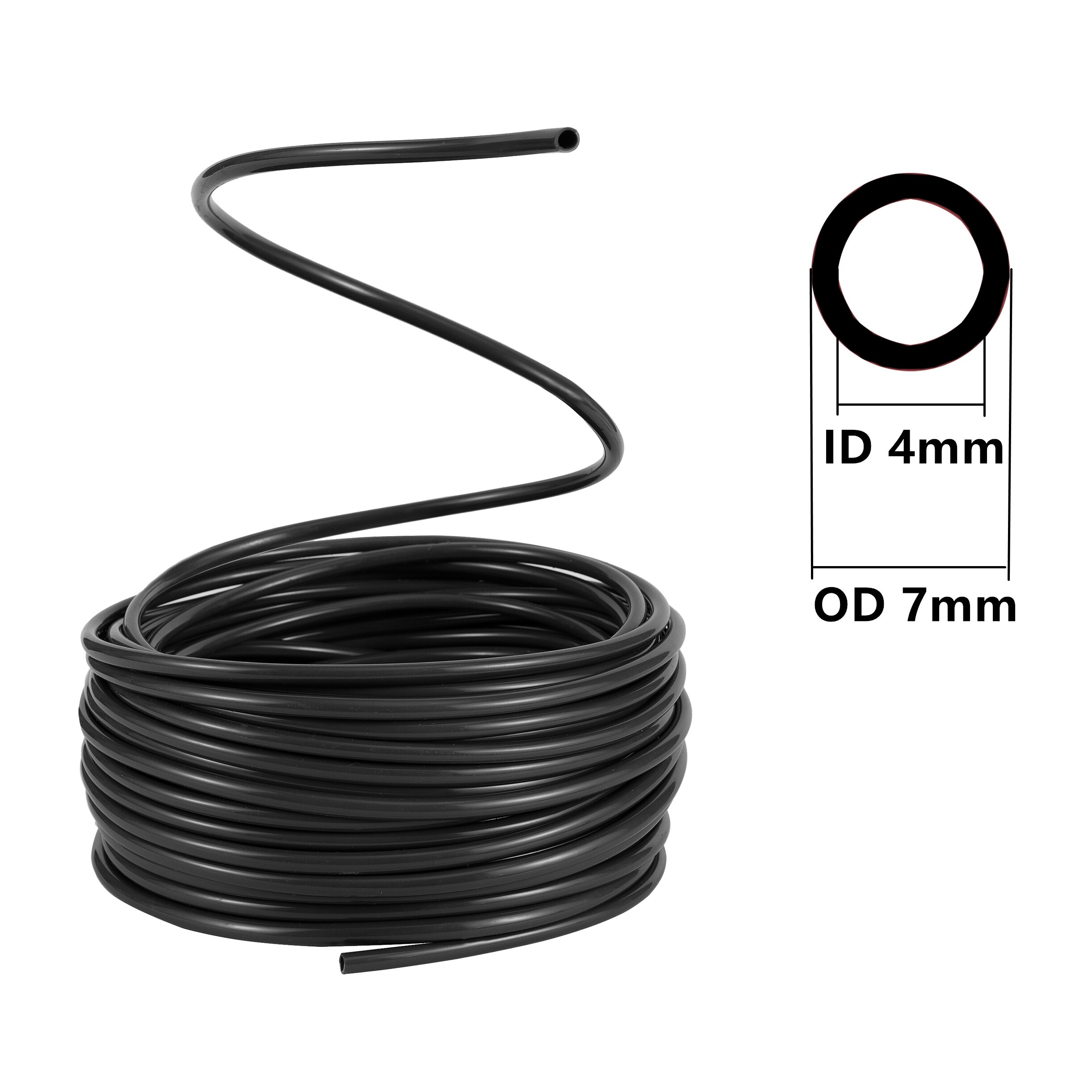 2m 5m 4/7mm PVC Water Hose Garden Irrigation 1/4'' Pipe Micro Drip Misting System Tubing Greenhouse Agriculture Watering Fitting: 5m / Black