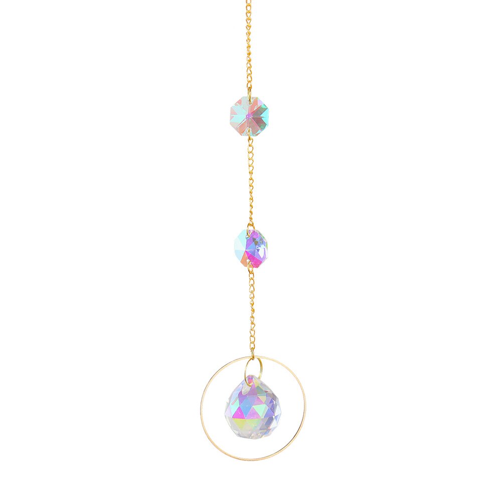 Crystal Wind Chime Star Moon Pendant Geometric Sun Catchers Gold Plated Hanging for Garden Window Wedding Curtain Decor: 64