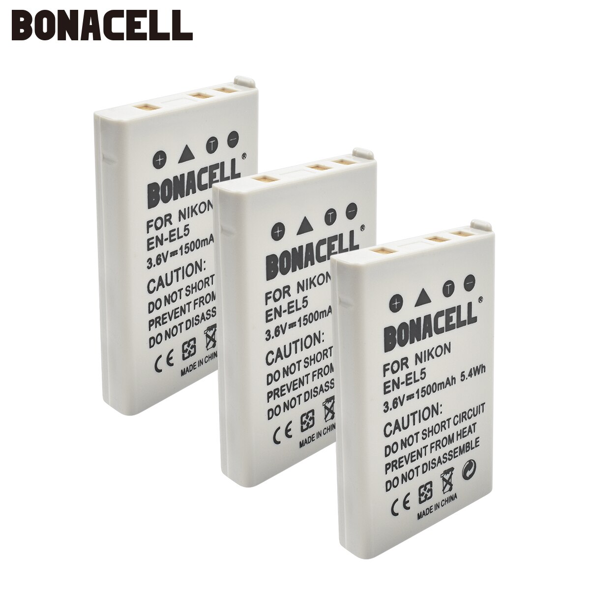 Bonacell 1500mAh EN-EL5 Digital Camera Battery Pack for Nikon Coolpix P4 P80 P90 P100 P500 P510 P520 P530 P5000 P5100 5200 L50: 3 Pack Battery