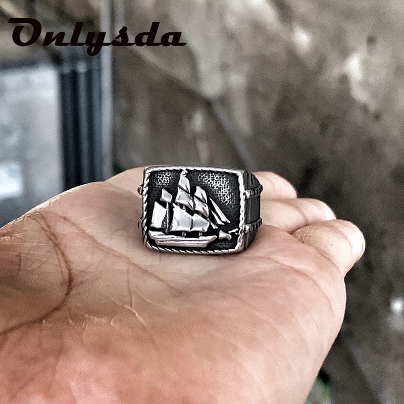 Gothic Vintage Zeilboot Engagement Ring Rvs Viking Amulet Ringen Nordic Sieraden Anillos Mujer OSR508