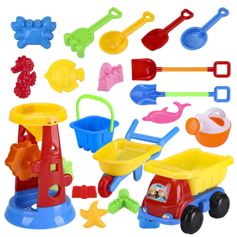 Children Beach Toys Kids Play Water Toys Sand Box Set Kit Sand Bucket Summer Toys for Beach Play Sand Water Game Play Cart