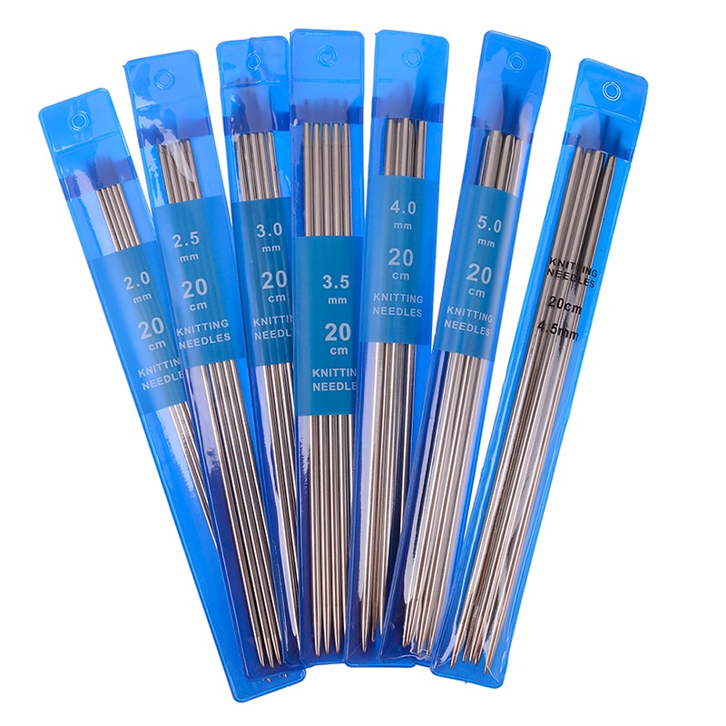 35 unidades/juego de agujas de tejer rectas, ganchos de ganchillo de acero inoxidable para DIY, herramientas de tejer, accesorios de costura de 20cm