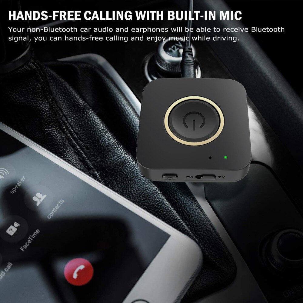 Dual Connection Bluetooth 5.0 CSR8675 Aptx HD Low Latency Stereo Handsfree Aux 3.5mm Music Transmitter Receiver TV Audio Adapter