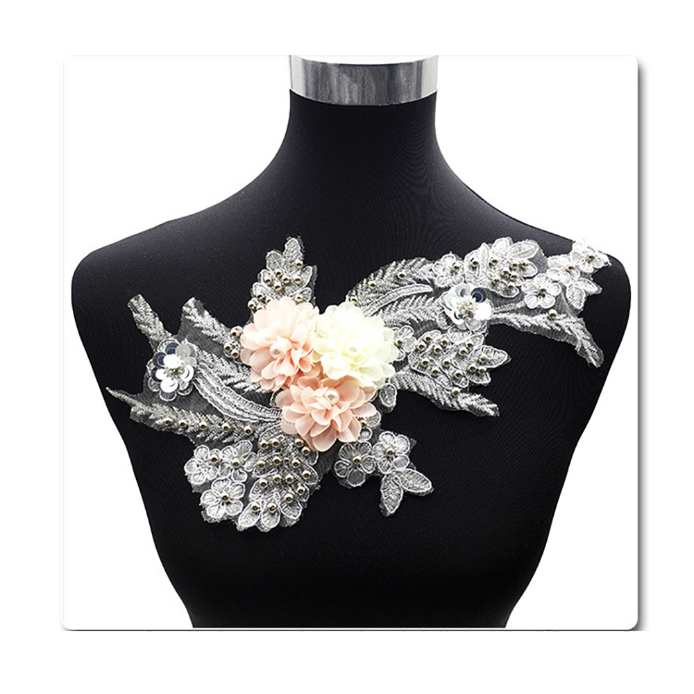 Autocollants perles en tissu maille | Fil d'argent, Soluble dans l'eau, broderie de clous, peut être produite bricolage/femmes/vêtements pour enfants/robe de mariée: Default Title
