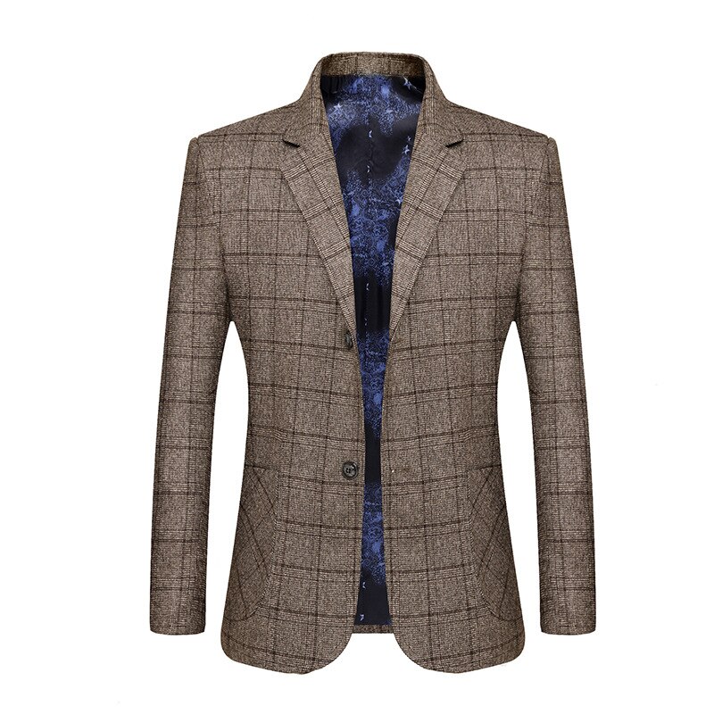Slim Fit Business Casual Men's Plaid Blazer main image 1