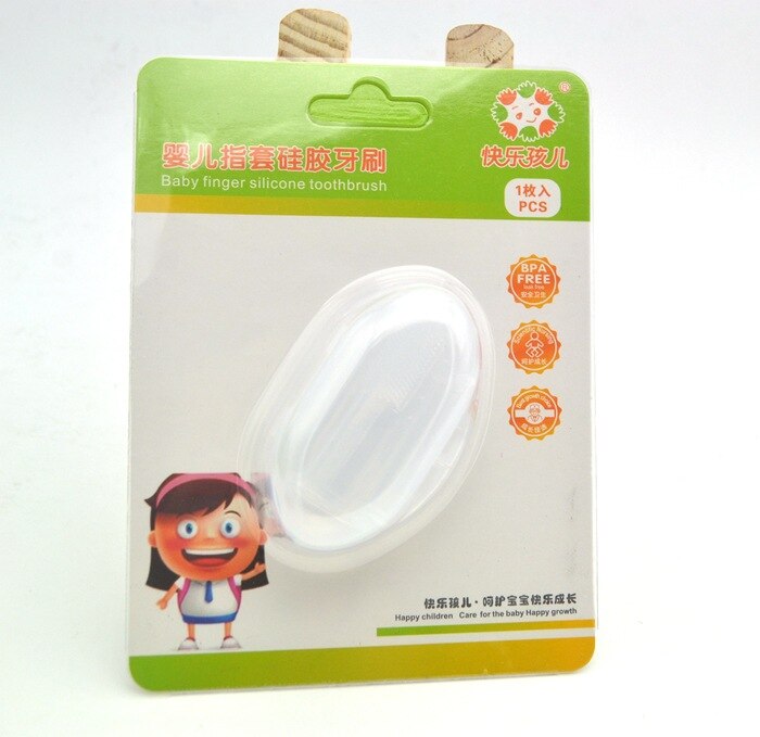 Baby Finger Zahnbürste Mit Box Kinder Nette Zähne Klar Massage Weiche Silikon Infant Gummi Reinigung Pinsel Set mit Staub Abdeckung: Transparent Color