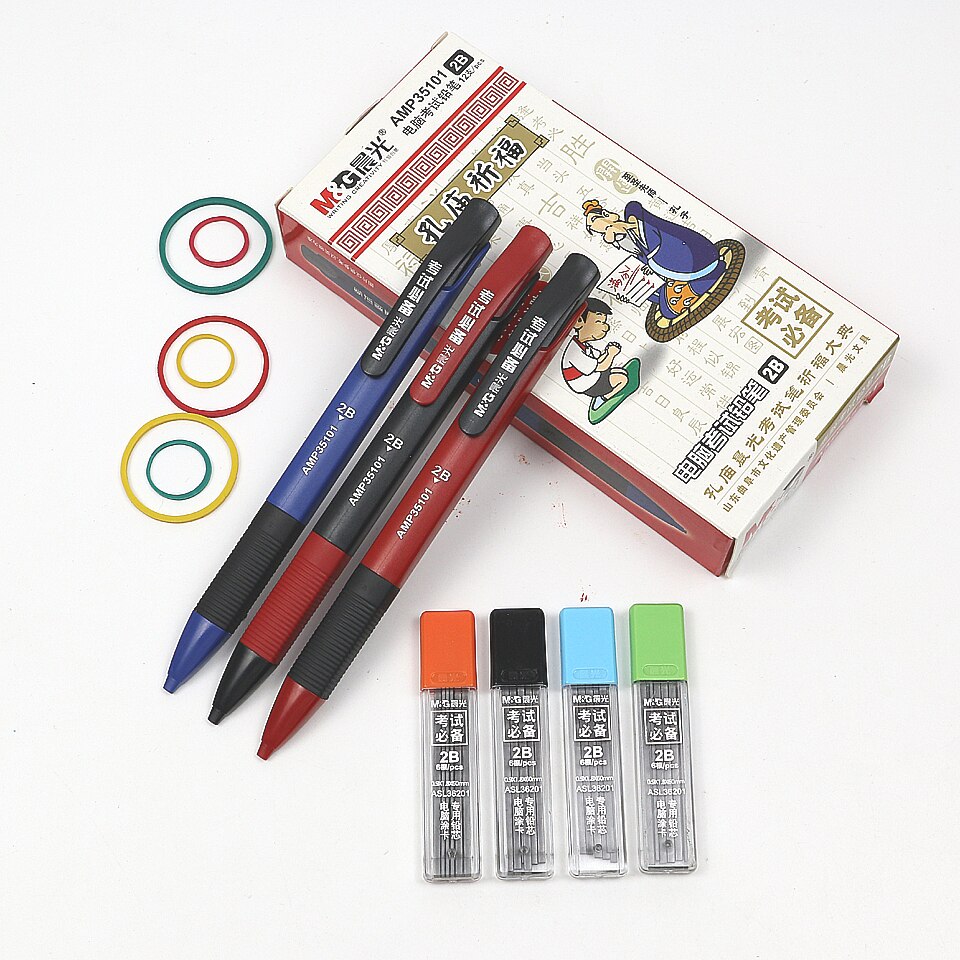 2 uds. Lápiz mecánico de grafiti cuadrado M & G 2B lápiz de dibujo automático enviar 2 recargas lápiz para la escuela y la Oficina Stationer'y