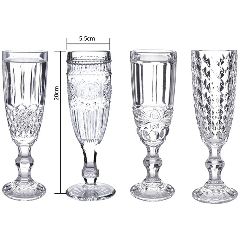 Copas de champán de cristal para boda copa de vino whisky copa de 5oz 7oz 9oz copa de cristal Retro europea en relieve sin plomo