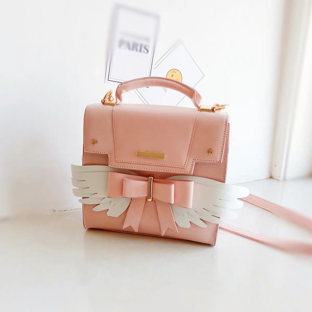 mignon Lolita ailes arc Pu fille sac à bandoulière sac à main bandoulière Messenger sac femmes Bat sac Bolsa sac fourre-tout