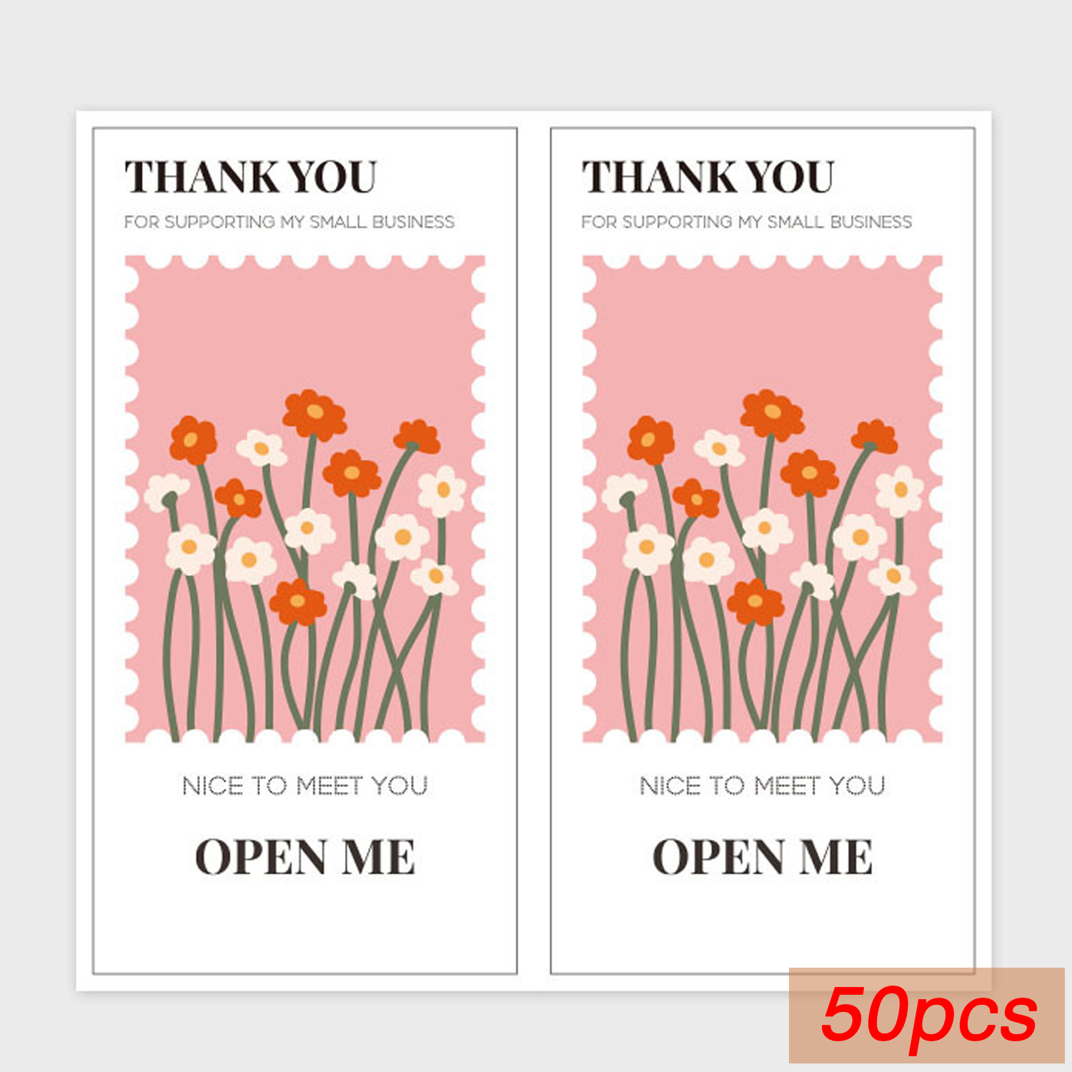 50 pezzi di adesivi di ringraziamento con fiori, etichette sigillanti per regali o adesivi decorativi per merci, adesivi sigillanti per imballaggi per piccole imprese: Arancione