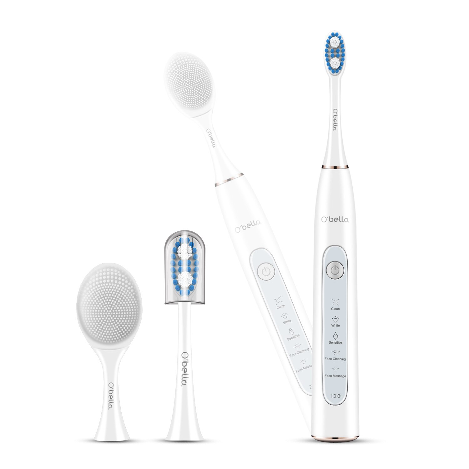 O'bella T10 Electric Toothbrush USB Rechargeable Waterproof Sonic Electric Toothbrush Head Upgraded Ultrasonic Toothbrush: T10 white