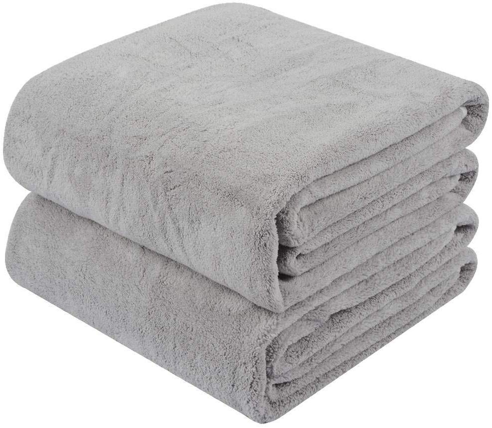 Mikrofiber badhanddukar stor handduk superabsorberande duschhandduk extra mjuka handdukar för sportresor 2 pack 30 inx 60in: Grå
