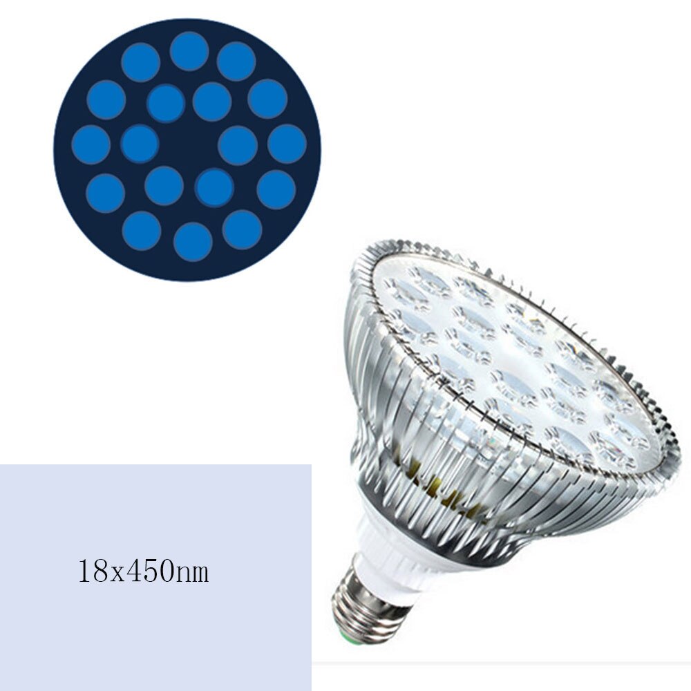 Pure Blue 450nm 54W E27 LED Aquarium Light PAR38 LED Plant Grow Veg for Fish Reef Coral Tanks: 18B 450nm
