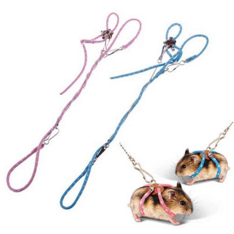 Justerbar kjæledyr hamster bånd sele tau gerbil bomull tau sele bly krage til rotte mus hamster kjæledyr bånd