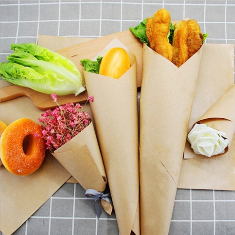 Kraft Papier Lebensmittel Klasse Fett Papier Verpackung Öl Absorbieren Wachs Papier für Kuchen Pizza Sandwich Tiefe-Gebratene schnell-Lebensmittel-28,5X29,5 CM
