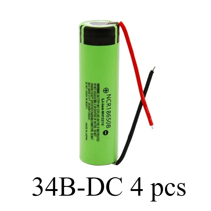 18650 battery 3400mAh 3.7V lithium battery NCR18650B 3400mah suitable for flashlight battery+DIY wire assembly: Beige