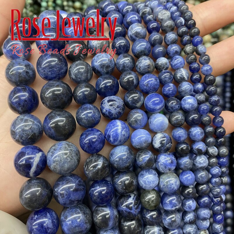 Natuursteen Donkerblauw Sodaliet Kralen Ronde Losse Spacer Kralen 4 6 8 10 12 Mm Voor Sieraden Maken Diy armbanden Accessoires 15&quot;: 12mm 32pcs beads