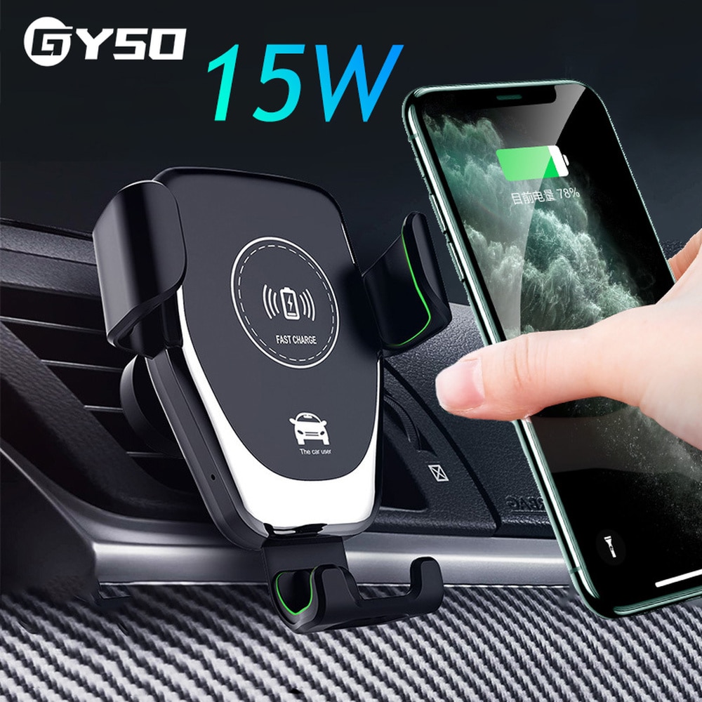 GYSO 15W Fast Qi Wireless Car Charger For iPhone 12 11 Pro X XR XS MAX 8 Intelligent Quick Wireless Charging Phone Car Holder