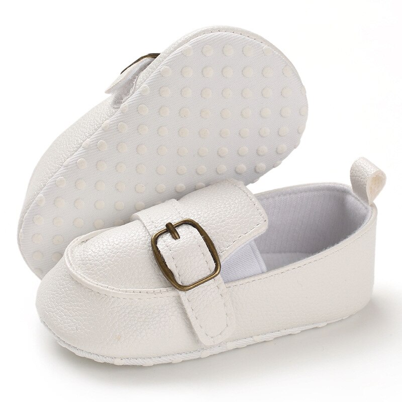 0-18 maanden Peuter Jongen Schoenen Elastische Band Pu Meisjes Lederen Schoenen Scarpe Bambina Buty Dziewczynka Meisje Baby schoenen: WHITE / 7-12 Months