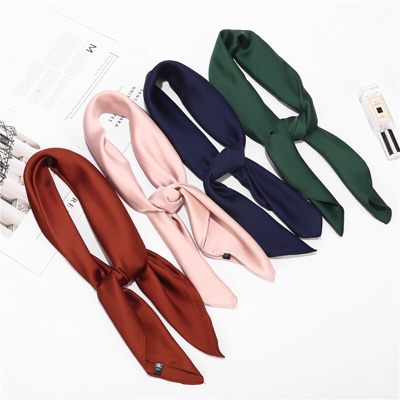 70*70cm Imitation soie doux solide écharpe pour les femmes foulard carré foulards bureau dame accessoires sac vêtements ornement