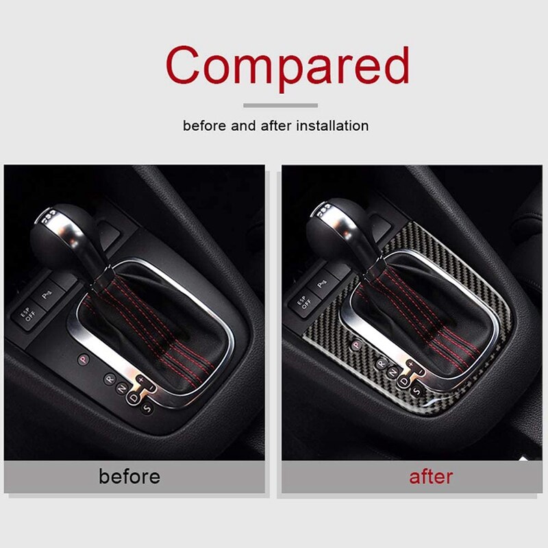 Cubierta de Panel de cambio de marchas de coche de fibra de carbono pegatina Interior embellecedora para Golf 6 MK6 Accesorios