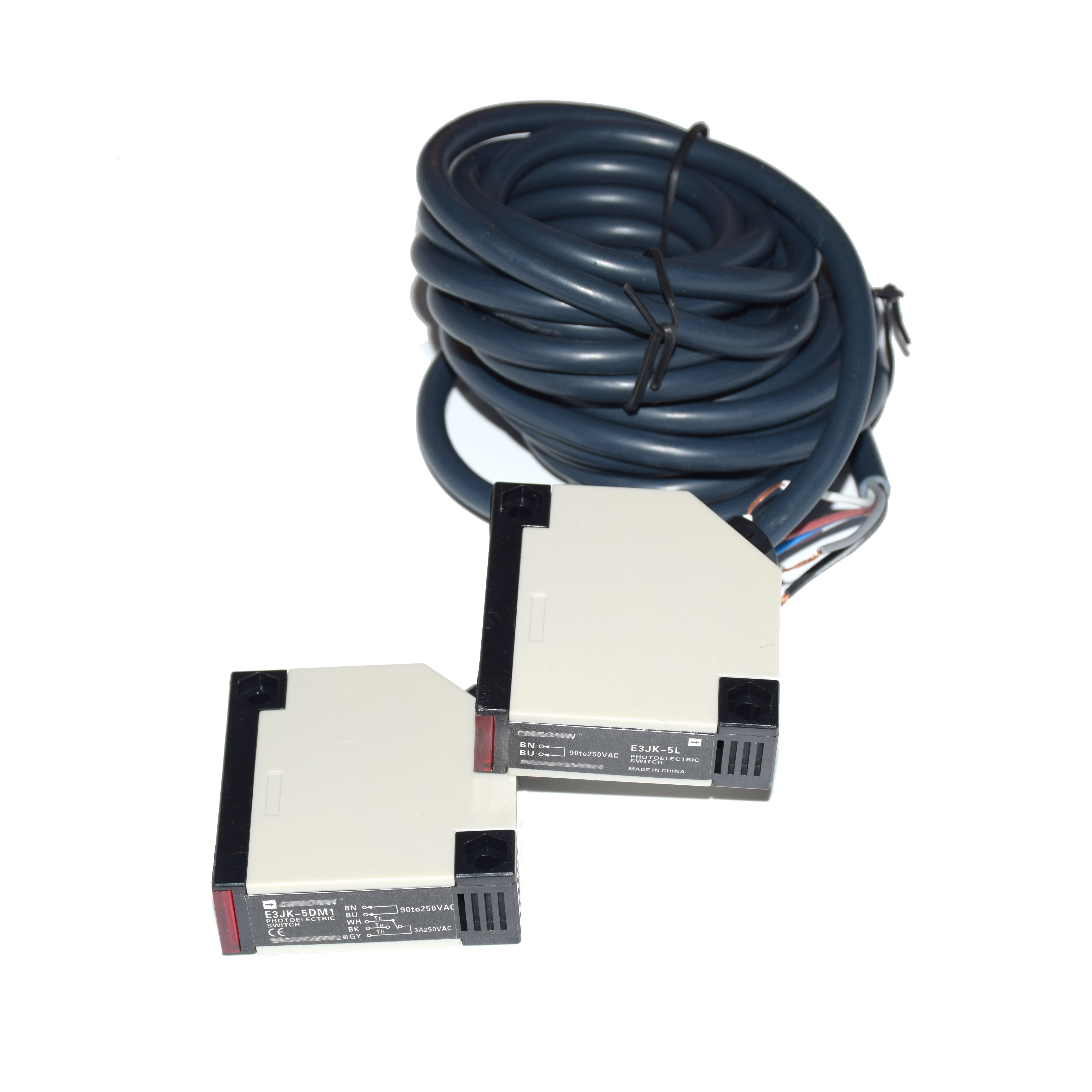 Fotoelektrisk sensor switch infrarød strålesensor fotocelle  e3jk-5 dm 1 dc12-24v / ac90-240v registrer afstand 5m