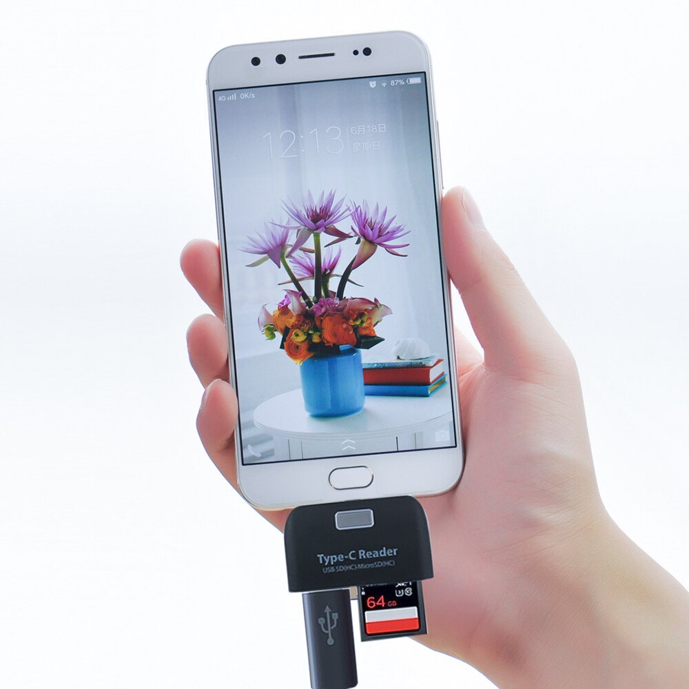Kebidu-lector de tarjetas inteligentes multifunción 5 en 1, OTG/TF/SD, con puerto de carga Micro USB/tipo C, para Samsung Galaxy S6 Edge