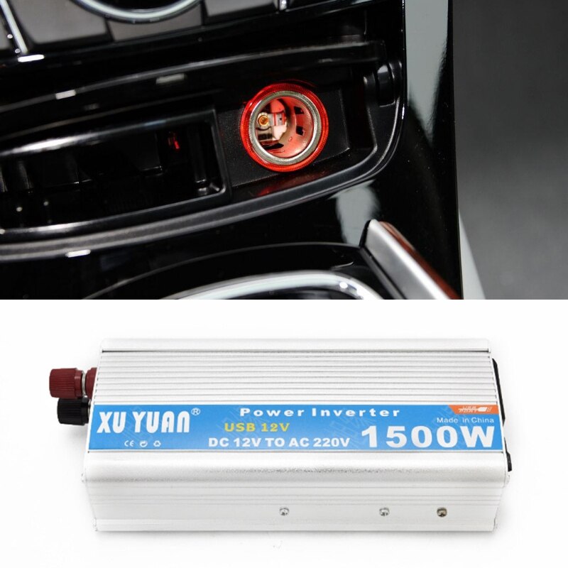 1500W Car and Home Power Inverter DC 12V/24V to AC 110V/220V Power Converter Short Circuit Automatic Protection Auto Inverter