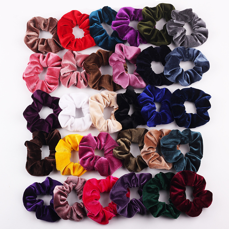 Nueva terciopelo dorado mujeres color puro salvaje intestino grueso pelo elástico deportes danza Scrunchie niñas accesorios para el cabello