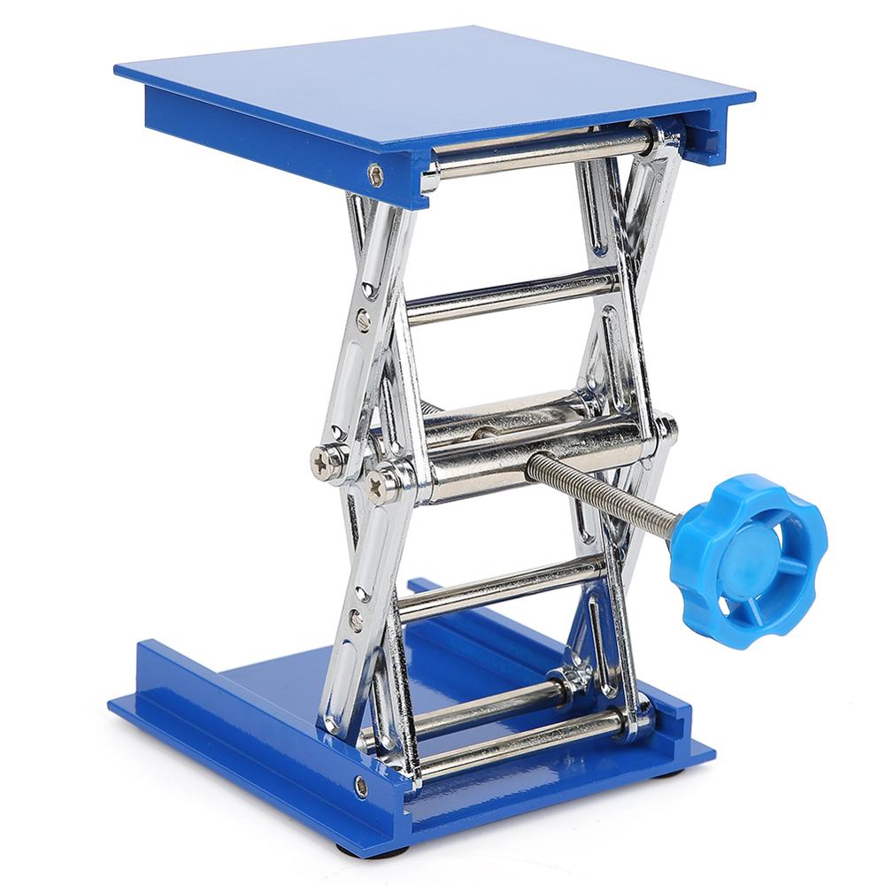 Lab Lifting Platform 100 x 100mm Blue Electroplated Aluminum Lab Lifting Stand Rack Scissor Jack Lifter Microscope Lab Jack