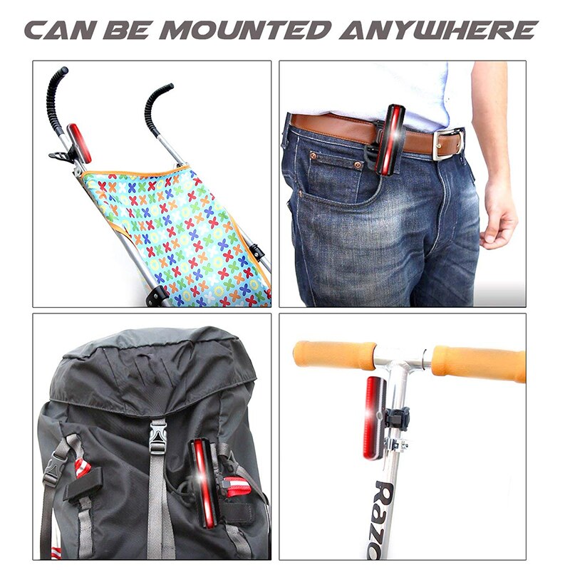 Feu arrière de vélo 6 Modes LED voyant d'avertissement de vélo lampe de poche arrière étanche sécurité vtt vélo vtt casque lumière lampe de cyclisme