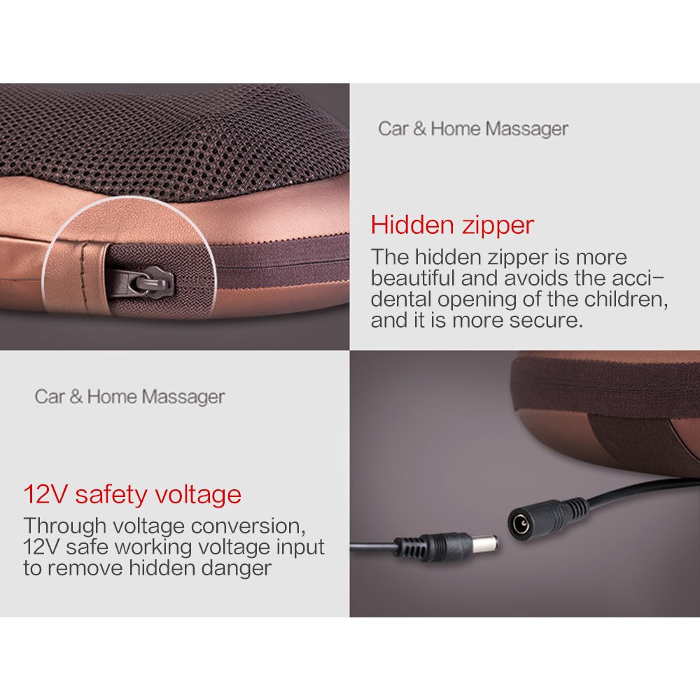 Shiatsu Massage Pillow Neck Headrest Massage Cushion Cervical Massager Lumbar Back Roller Vibrating Heat Electric Massage Device