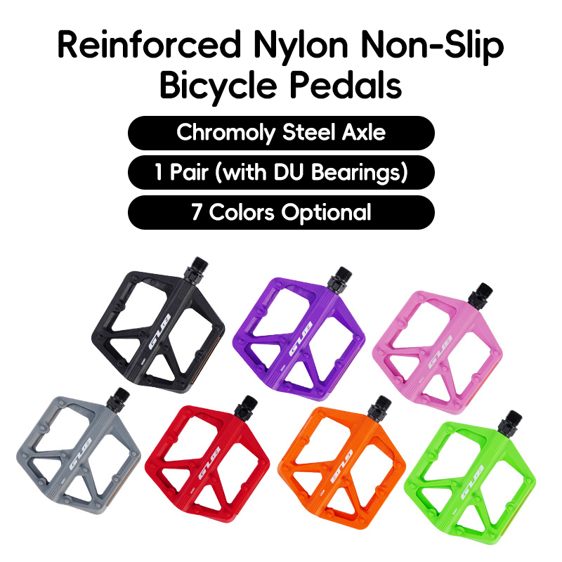 Pedali piatti in nylon migliorati Pedale per bicicletta Dual DU Pedali per bici da MTB Chiodi per piedi antiscivolo leggeri Accessori per biciclette Ciclismo