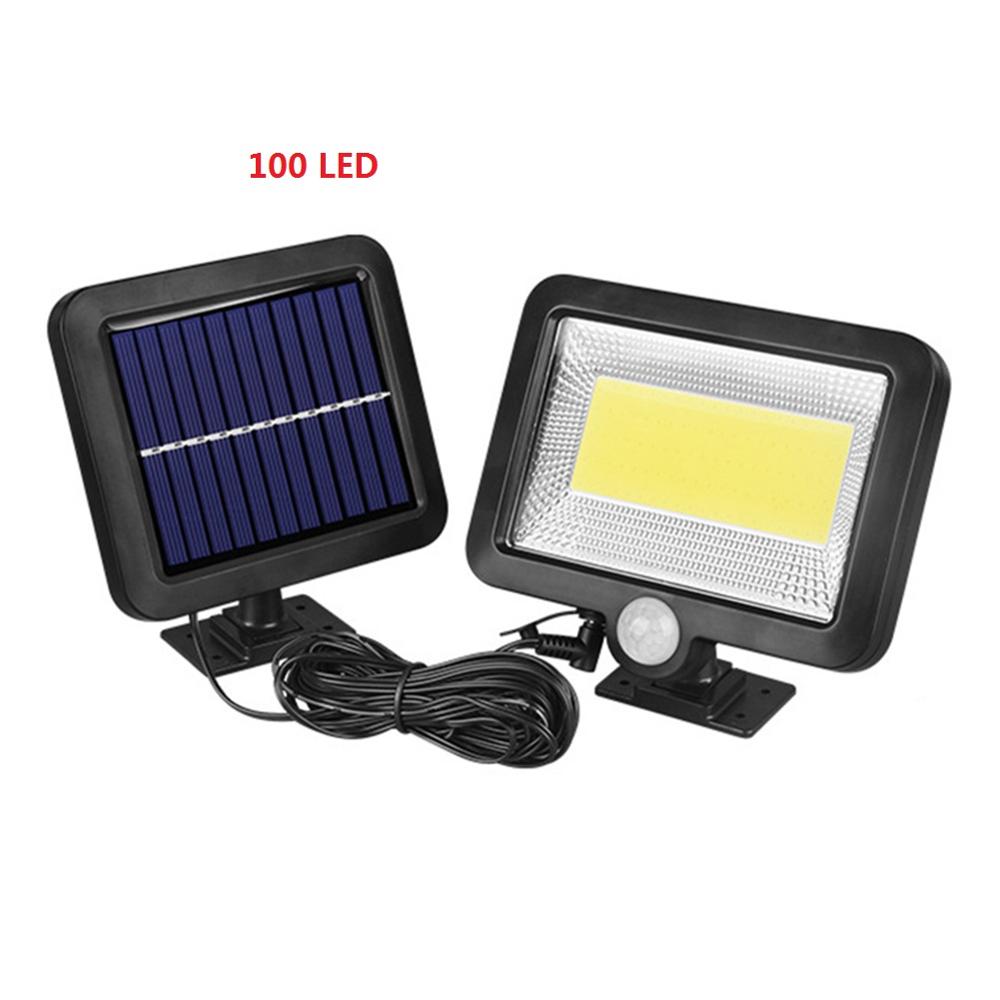 Iluminação com 100 leds cob, com sensor de movimento, painel solar, para iluminar o caminho, à prova d' água, para áreas externas, sensor infravermelho, com suporte para jardim, para dropship: 100 LED
