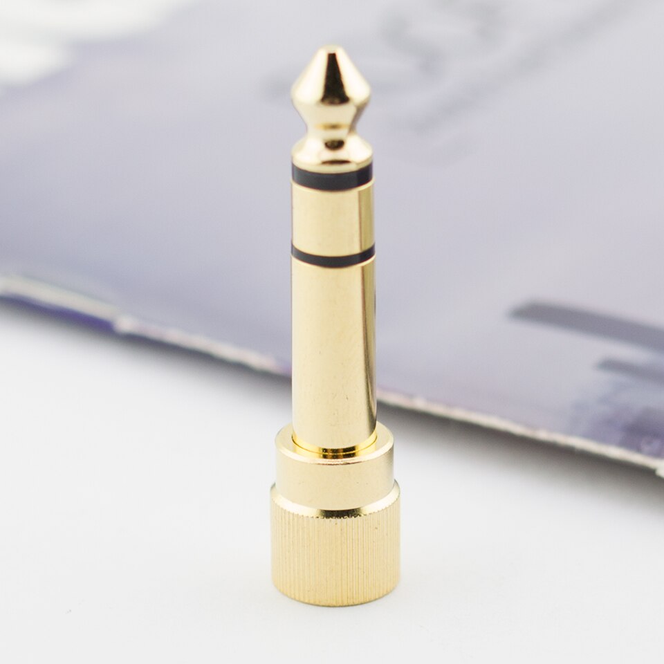 Gold-plated 3.5mm headphone threaded welding head 6.35mm to 3.5 conversion plug repair headphone plug: Yellow