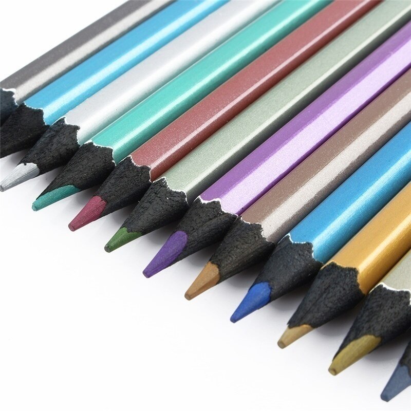 Matite da disegno non tossiche metalliche professionali a 6/12 colori che dipingono penne per schizzi