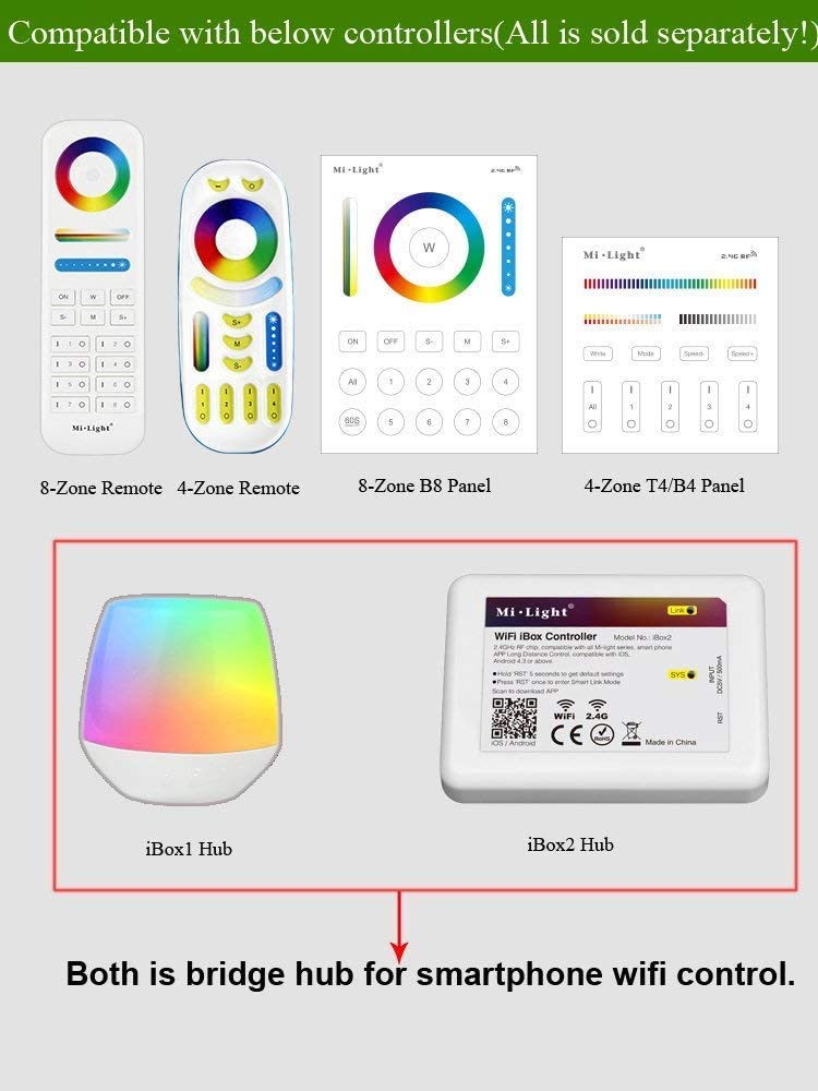 Mi.Light RGB+CCT Led Recessed Ceiling Downlight 9W Controlled by Milight RGB+CCT Remote and Smartphone APP Control Via Mi-Light
