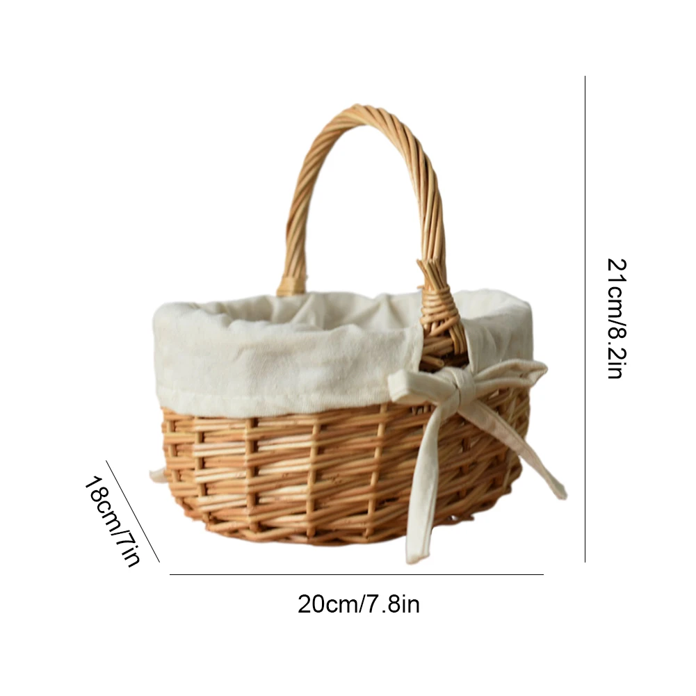 Hand-Woven Wicker Basket with Handle Wicker Sundries Basket Willow Flower Baskets Storage Baskets for Storage Clutter Organizing: black