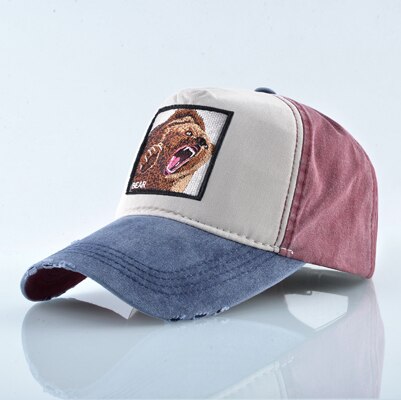 Unisex Baseball Cap Männer Frauen Tiere Stickerei Snapback Hut Frühling Sommer Baumwolle Gewaschen Denim Hip Hop Knochen Casquette: Rose Red