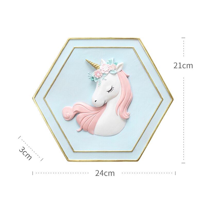 Unicorn väggdekoration vardagsrum bakgrund väggdekor flickarumdekoration babyflickorum dekor djurhuvud