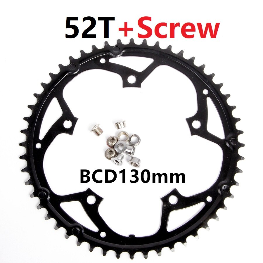 Road Bicycle Folding Bike Chainring 130BCD 52T 42T Single Double Chain Wheel Alloy Steel Crankset Parts: 52T With-Screw