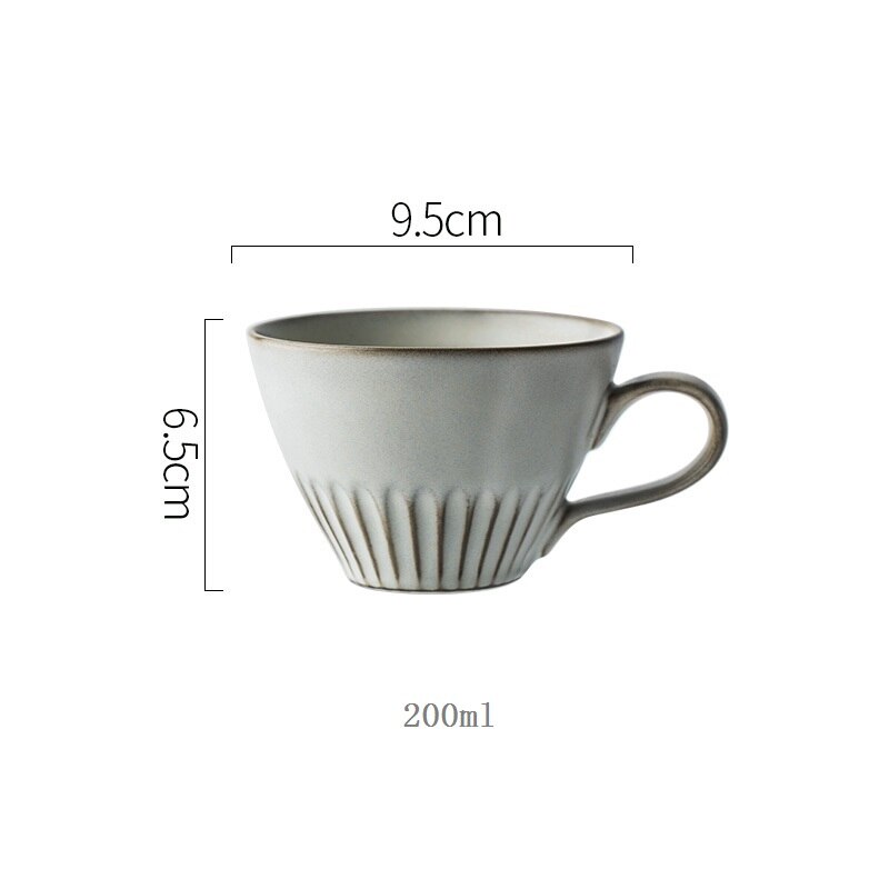 CHANSHOVA 225 to 350ml retro craft threaded ceramic coffee cup and saucer set porcelain threaded milk tea cup set H323: 1