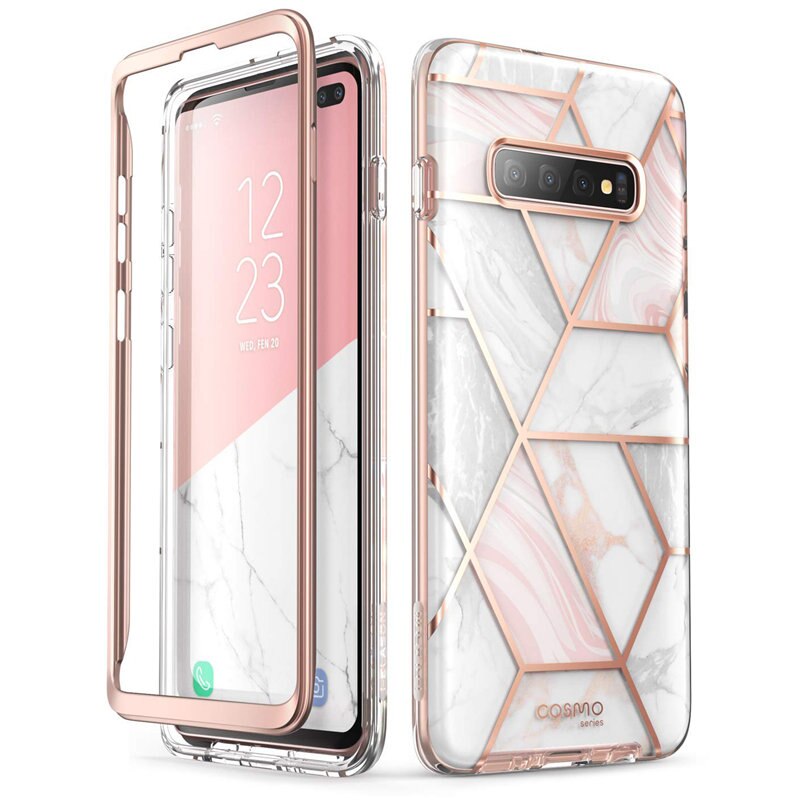 Pour Samsung Galaxy S10 Plus étui 6.4 pouces i-blason Cosmo coque en marbre à paillettes sans protecteur d'écran intégré: Marble
