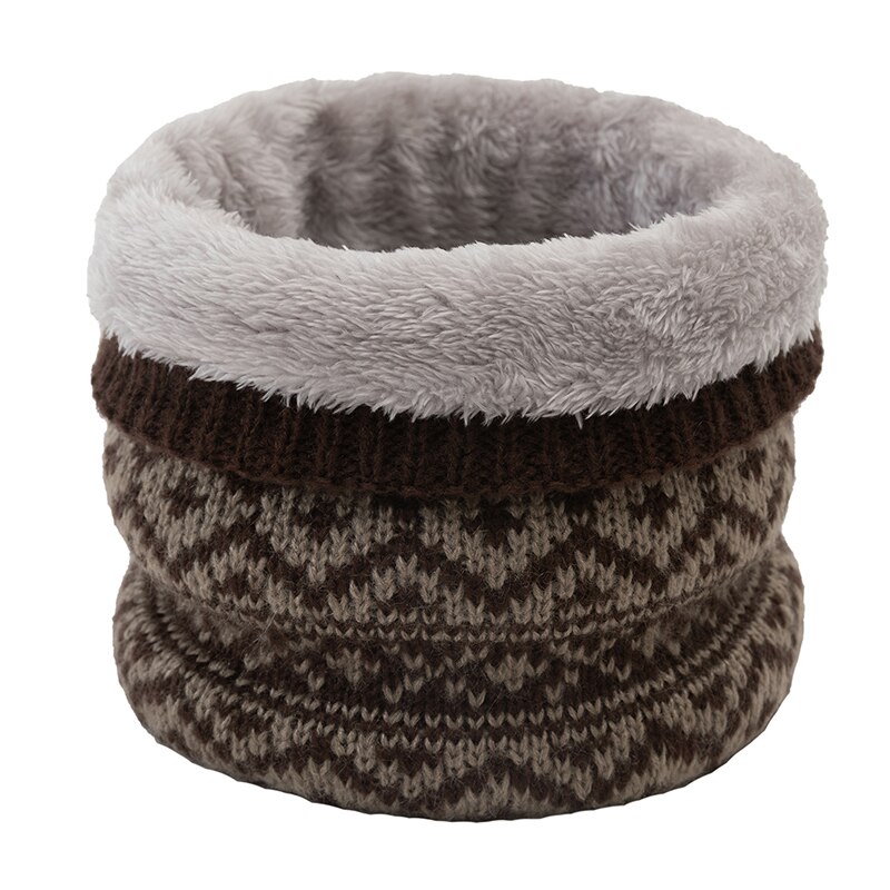 Vinter tykk strikket hals smekke halsvarmer ring skjerf utendørs skiklatring skjerf fløyels krage skjerf unisex twist ring skjerf: Kaffe