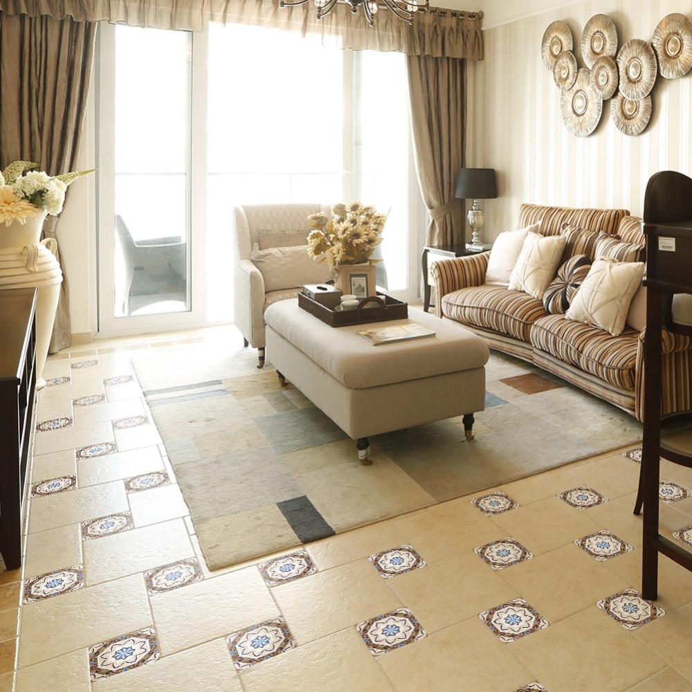 Self-Adhesive Diagonal Floor Seam Stickers,Marble Retro DIY Tile Sticker,Waterproof Floor Sticker For Home Decor Living Room