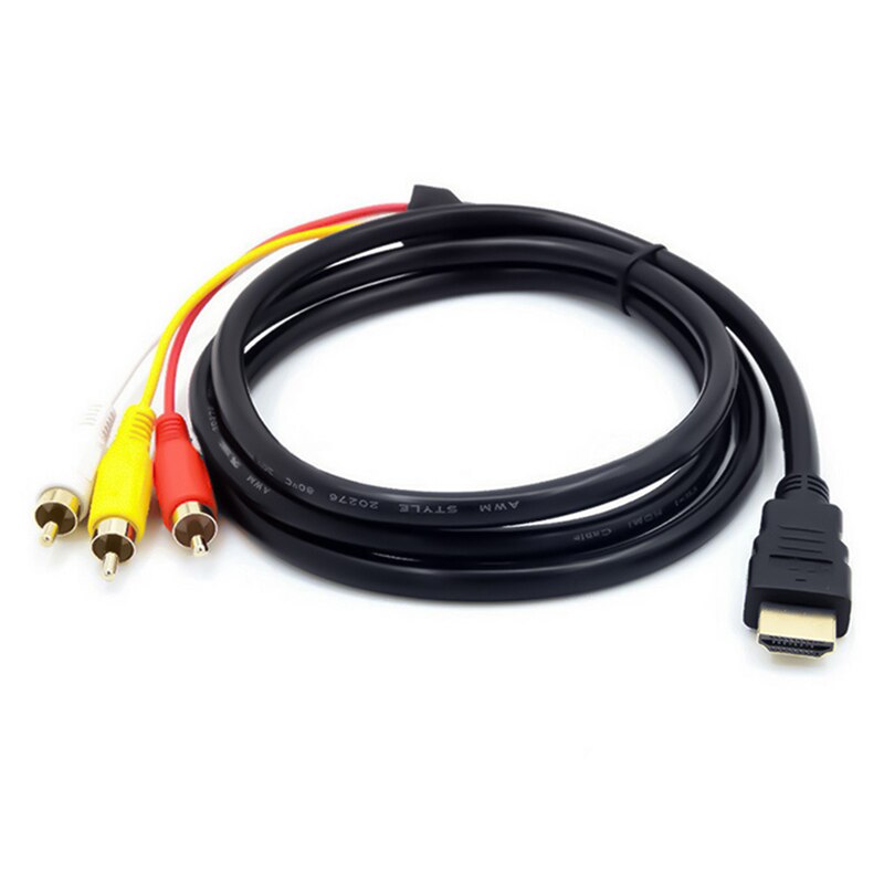1080p HDMI Male S-Video to 3 RCA AV Audio Cable Black W/SCART To 3 RCA Adapter for DVD Players TV Audio Cables Converter